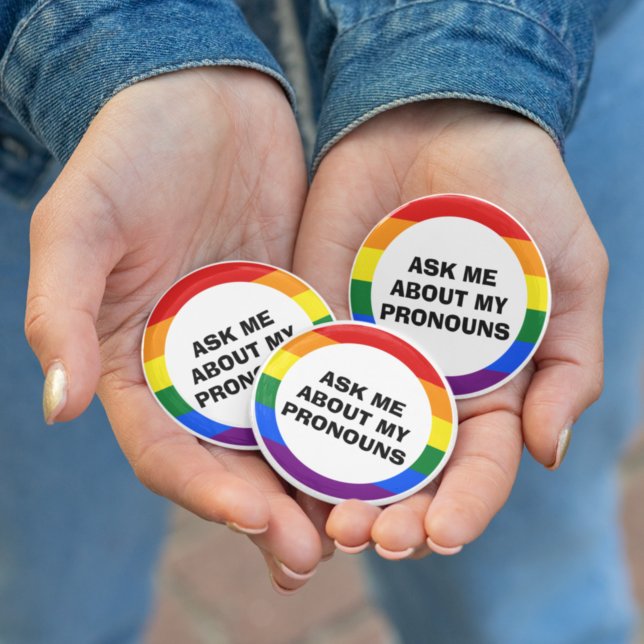 Ask Me My About Pronouns 3 Cm Round Badge (Creator Uploaded)