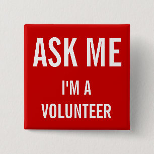 Ask Me Red   Custom Volunteer Badge