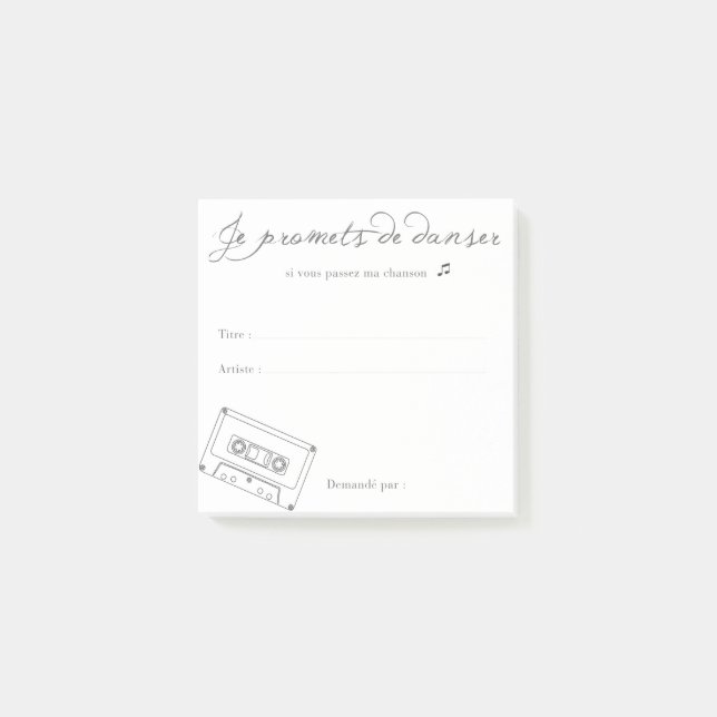 Ask Music "I promise you to dance" Post-it Notes (Front)