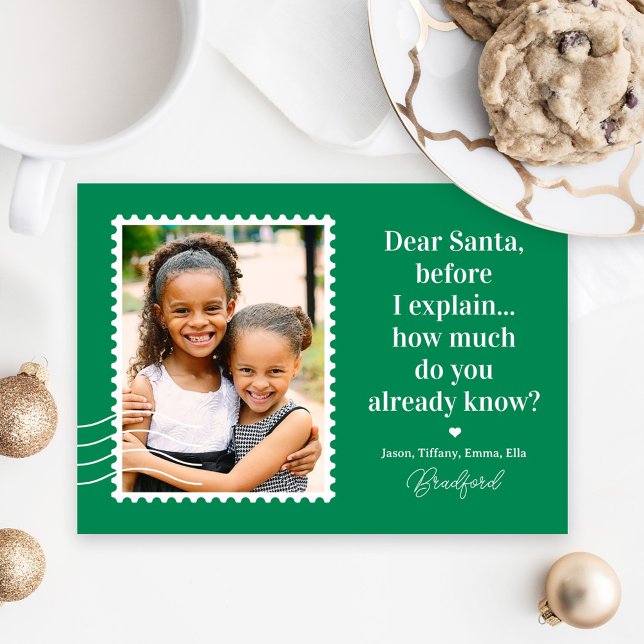 Ask Santa EDITABLE COLOR Christmas Photo Card (Creator Uploaded)