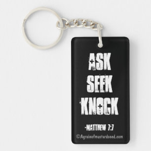 ASK SEEK KNOCK Bible Quote Key Ring