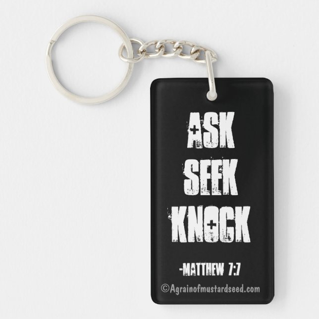 ASK SEEK KNOCK Bible Quote Key Ring (Front)