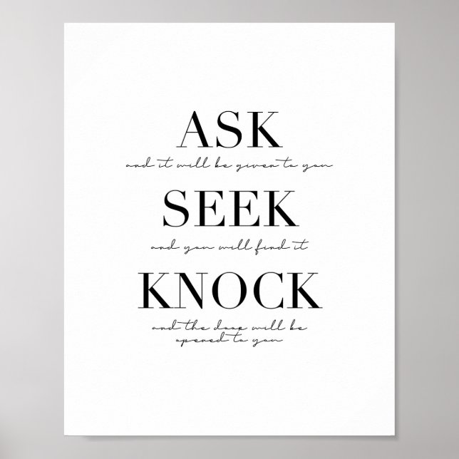 Ask Seek Knock Poster (Front)