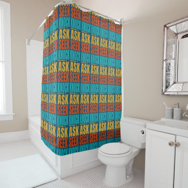 ask seek knock  shower curtain (In Situ)