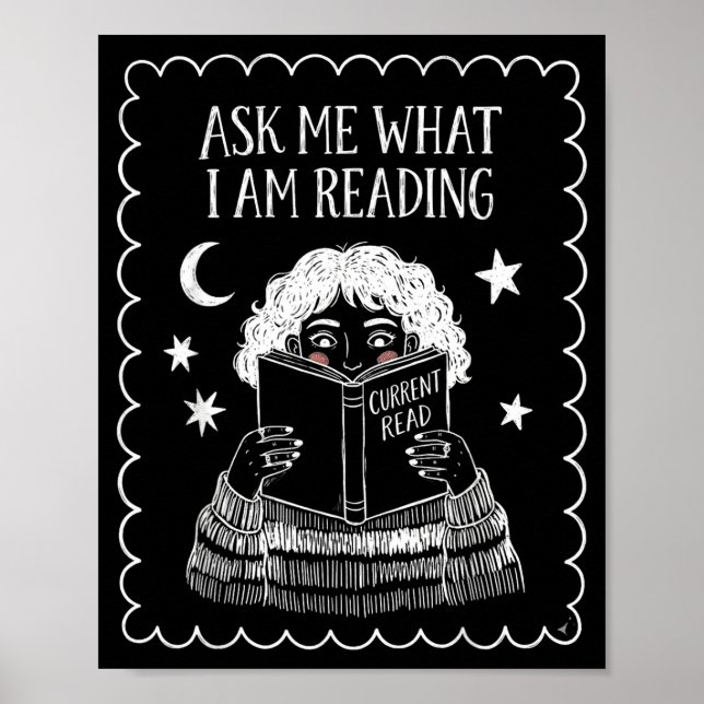 Ask what reading book lover librarian reading poster (Front)