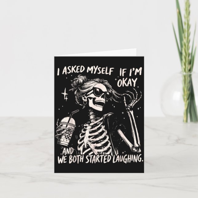 Asked Sarcastic If Skeleton Coffee Graphic Card (Front)