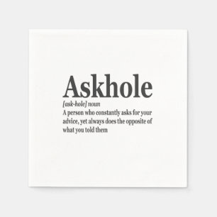 Askhole Definition Hilarious Gag Dictionary Adult  Napkin