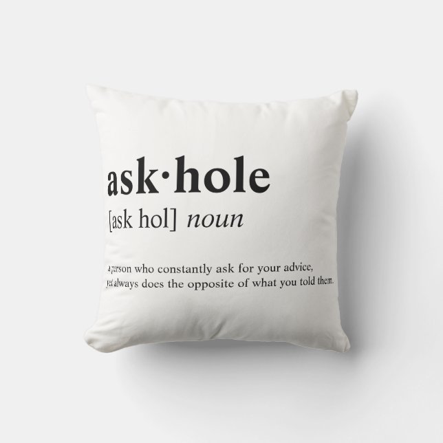 Askhole - Dictionary meaning Cushion (Front)