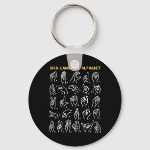 Asl Abc American Sign Language Alphabet Retro Deaf Key Ring