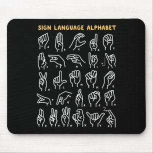 Asl Abc American Sign Language Alphabet Retro Deaf Mouse Pad