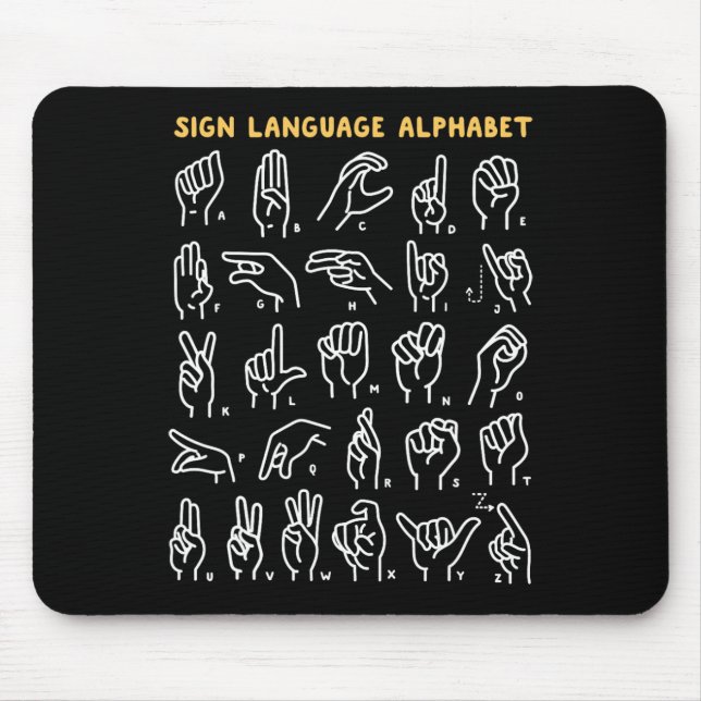 Asl Abc American Sign Language Alphabet Retro Deaf Mouse Pad (Front)
