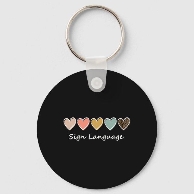 Asl Alphabet American Asl Teacher Sing Language  Key Ring (Front)