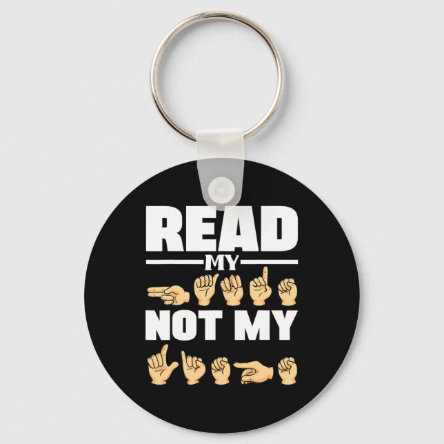 ASL Alphabet American Sing Language ASL Teacher Qu Key Ring (Front)
