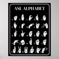ASL Alphabet Hand Signs A-Z Poster