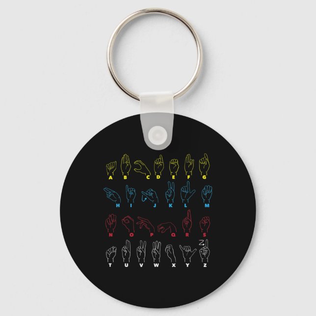 Asl Alphabet Teacher American Sing Language Asl Ch Key Ring (Front)