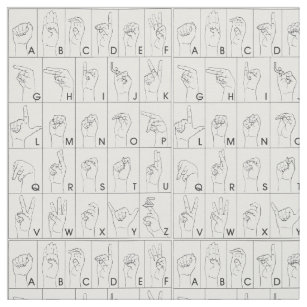 ASL American Sign Language Alphabet Pattern Fabric