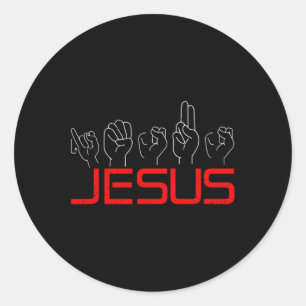Asl American Sign Language Christian Deaf Awarenes Classic Round Sticker