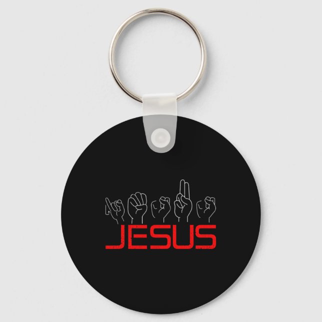 Asl American Sign Language Christian Deaf Awarenes Key Ring (Front)