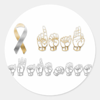 ASL American Sign Language Deaf Awareness Classic Round Sticker