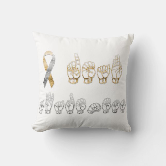 ASL American Sign Language Deaf Awareness  Cushion (Front)