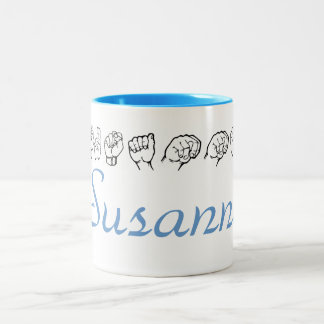ASL American Sign Language Finger-spelled Susanne Two-Tone Coffee Mug
