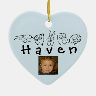 ASL American Sign Language Fingerspelled Haven Ceramic Tree Decoration
