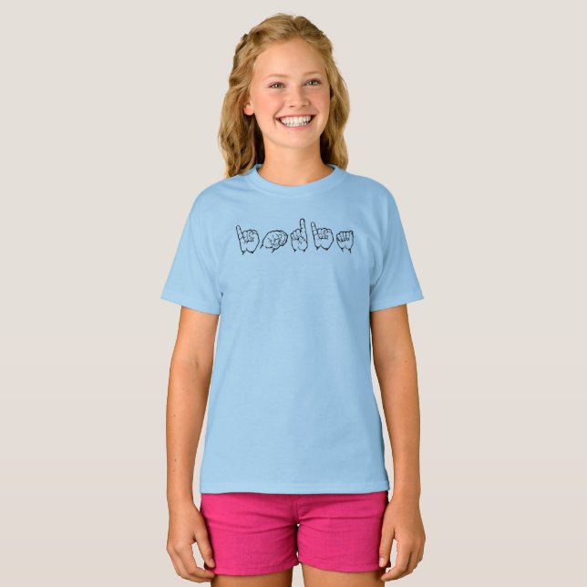 ASL American Sign Language Fingerspelled India  T-Shirt (Front Full)
