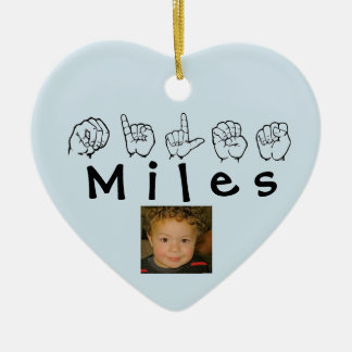 ASL American Sign Language Fingerspelled Miles Ceramic Tree Decoration