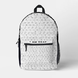 ASL American Sign Language I Am Deaf Backpack