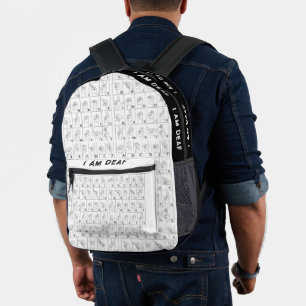 ASL American Sign Language I Am Deaf Backpack