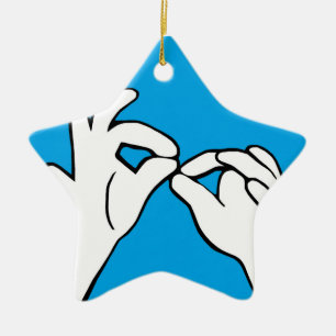 ASL American Sign Language INTERPRET Ceramic Tree Decoration