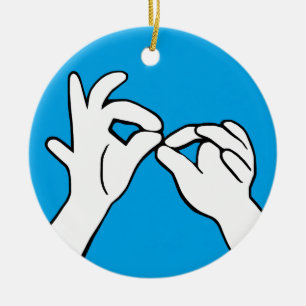 ASL American Sign Language INTERPRET Ceramic Tree Decoration