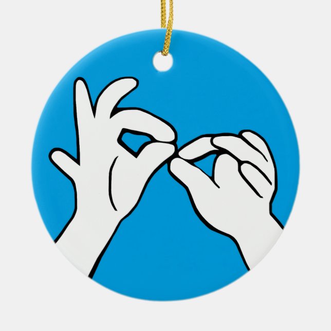 ASL American Sign Language INTERPRET Ceramic Tree Decoration (Front)