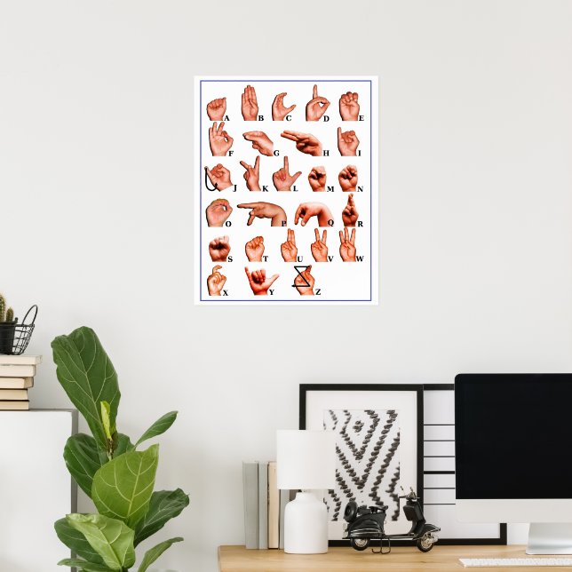 ASL American Sign language Interpreter Deaf Poster (Home Office)