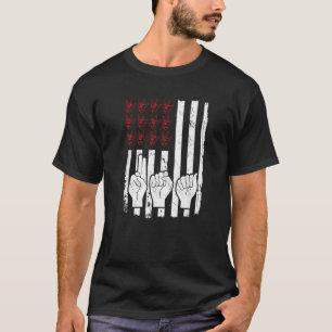 Asl American Sign Language Usa Flag T-Shirt