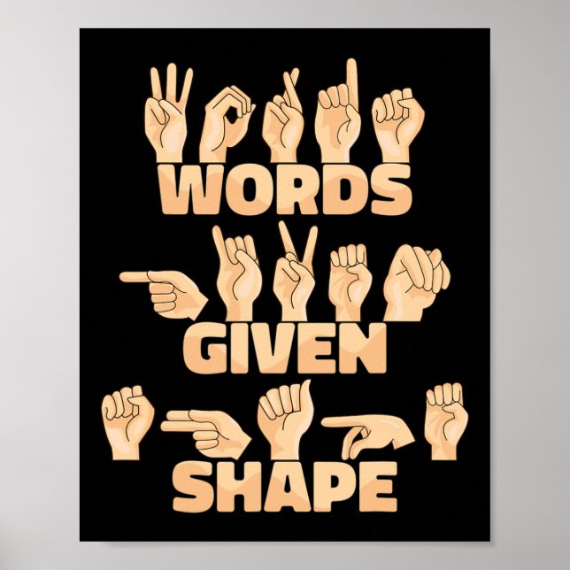 Asl American Sign Language Words Given Shape  (Front)