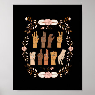 Asl Anti Trump Sign Language Floral Funny 