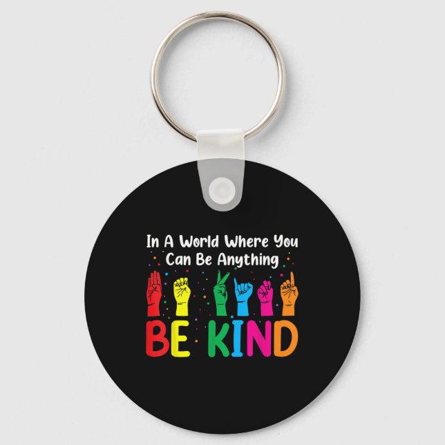 Asl Be Kind S Women Men, Autism Awareness Boy Kid  Key Ring (Front)