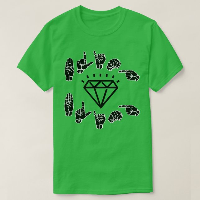 ASL Bling Bling American Sign Language ASL design  T-Shirt (Design Front)