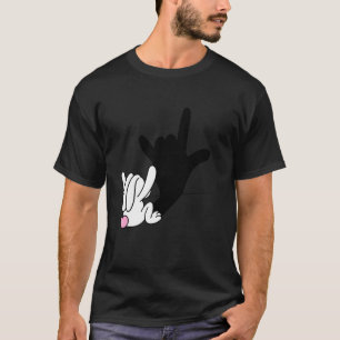 Asl Bunny Reflection I Love You Hand Sign Language T-Shirt