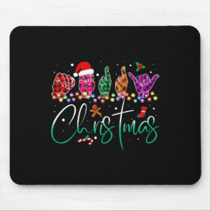 Asl Christmas Buffalo Plaid Teacher American Sign Mouse Pad
