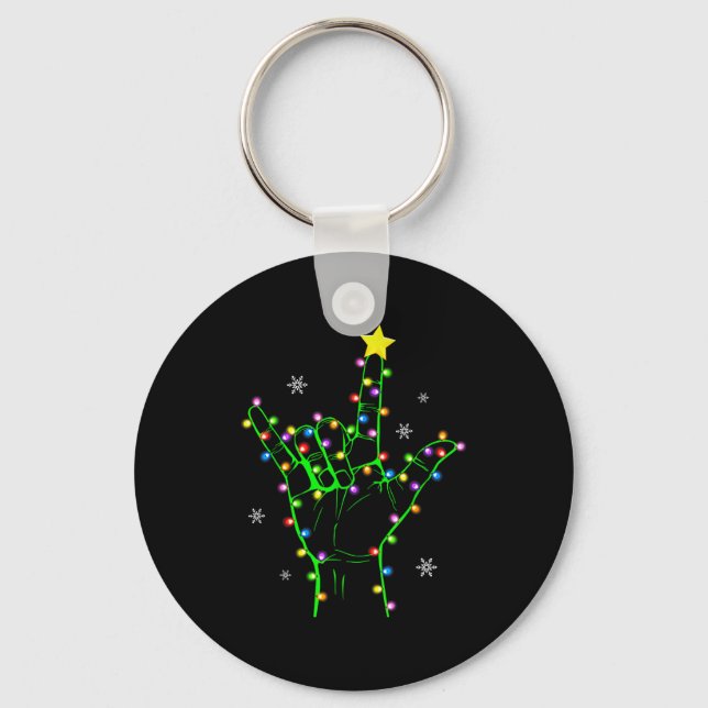 Asl Christmas Christmas Tree Lights American Sign  Key Ring (Front)