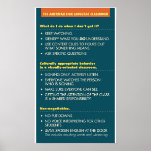 ASL Classroom guidelines.  poster