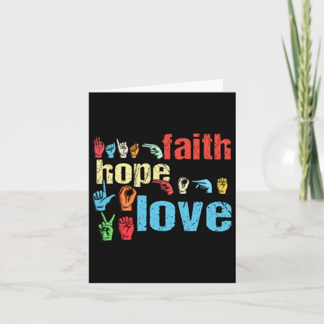 Asl Faith Hope Love American Sign Language Christi Card (Front)