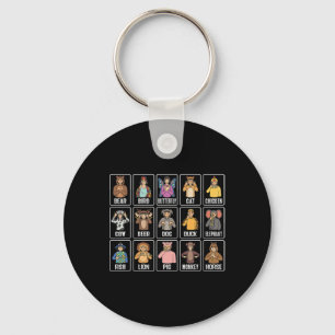 Asl Hand Gesture Animals Deaf Hearing Loss Awarene Key Ring