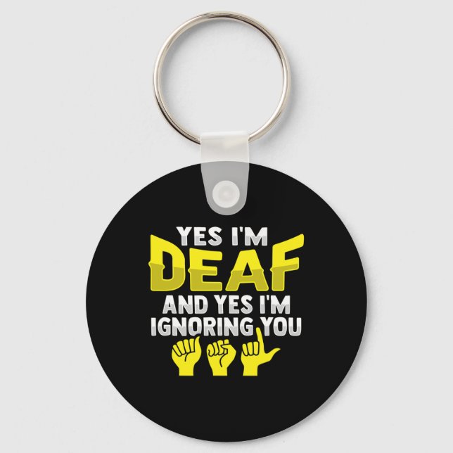 ASL Hand Gesture Deaf Hearing Loss Awareness 11 Key Ring (Front)