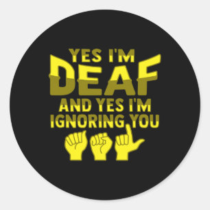 Asl Hand Gesture Deaf Hearing Loss Awareness 1  Classic Round Sticker