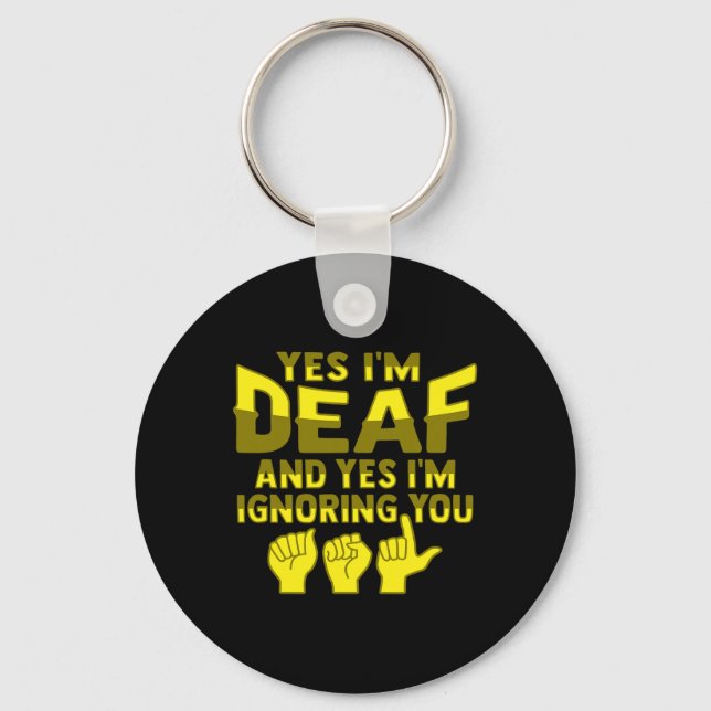 ASL Hand Gesture Deaf Hearing Loss Awareness 1 Key Ring (Front)