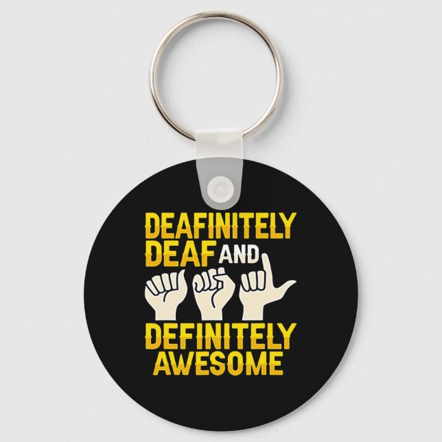 Asl Hand Gesture Deaf Hearing Loss Awareness 4  Key Ring (Front)