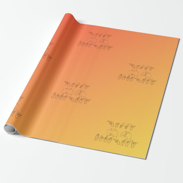 ASL Happy Birthday /Hand Signs and Finger Spelling Wrapping Paper (Unrolled)